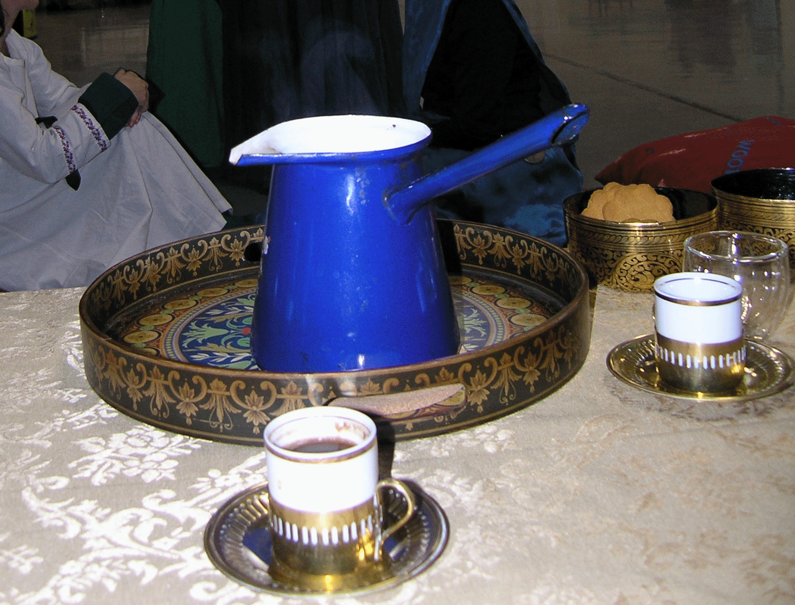 Ibrik, cups and tray