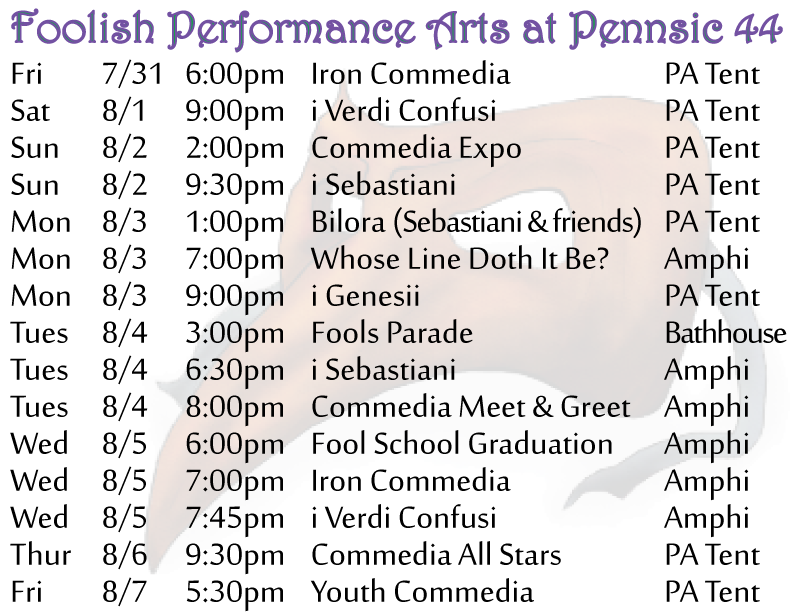 Pennsic commedia schedule